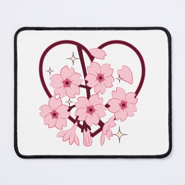Item preview, Sakura Flowers with Fallen Petals and Retro Heart Frame ✨ designed and sold by ✨Kessy von Kunstler✨.