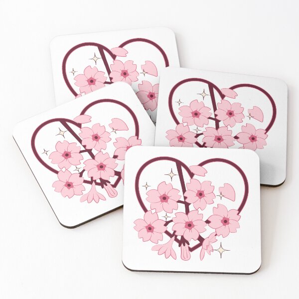 Item preview, Sakura Flowers with Fallen Petals and Retro Heart Frame ✨ designed and sold by ✨Kessy von Kunstler✨.