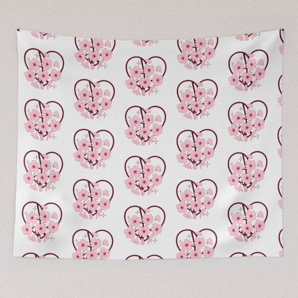 Item preview, Sakura Flowers with Fallen Petals and Retro Heart Frame ✨ designed and sold by ✨Kessy von Kunstler✨.