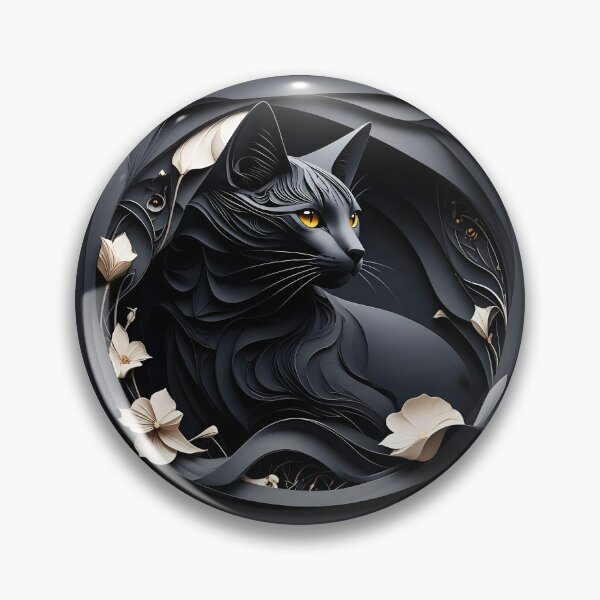 Item preview, Black Klimt Cat with White Flowers designed and sold by Vicky Brago-Mitchell®.