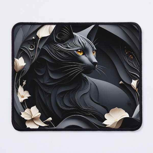 Item preview, Black Klimt Cat with White Flowers designed and sold by Vicky Brago-Mitchell®.