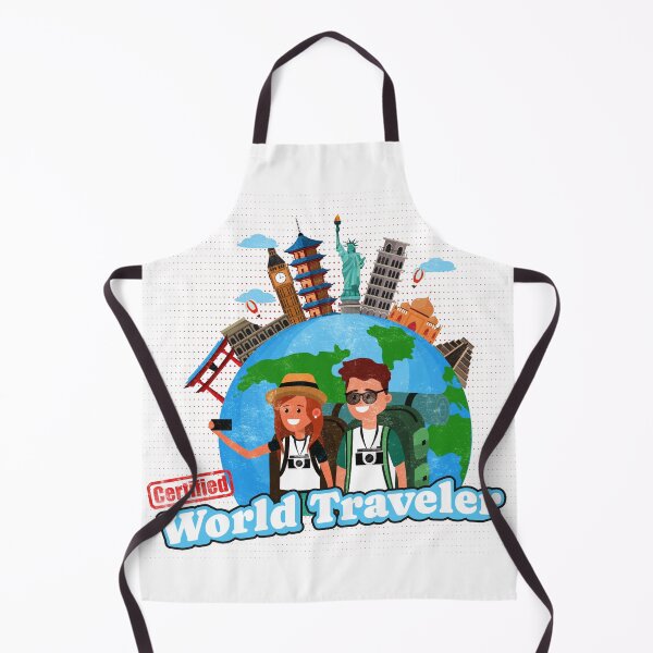 Item preview, Certified World Traveler – Funny Backpacker Couple Travel Design with Global Landmarks designed and sold by DonnaRaine.