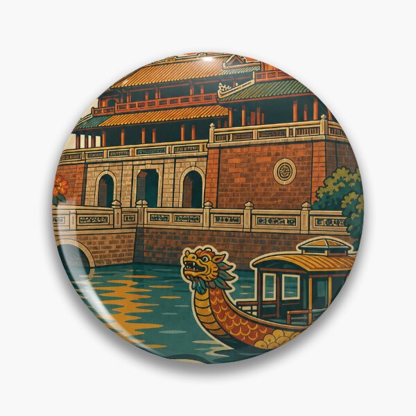 Artikelvorschau, Hue Vietnam Reisesouvenir - Retro-Illustration entworfen und verkauft von VisualArtsOasis.