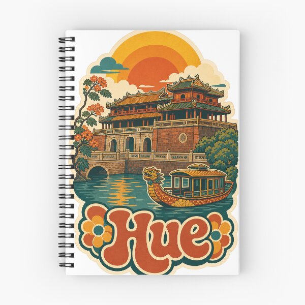 Item preview, Hue Vietnam Travel Souvenir - Retro Illustration designed and sold by VisualArtsOasis.