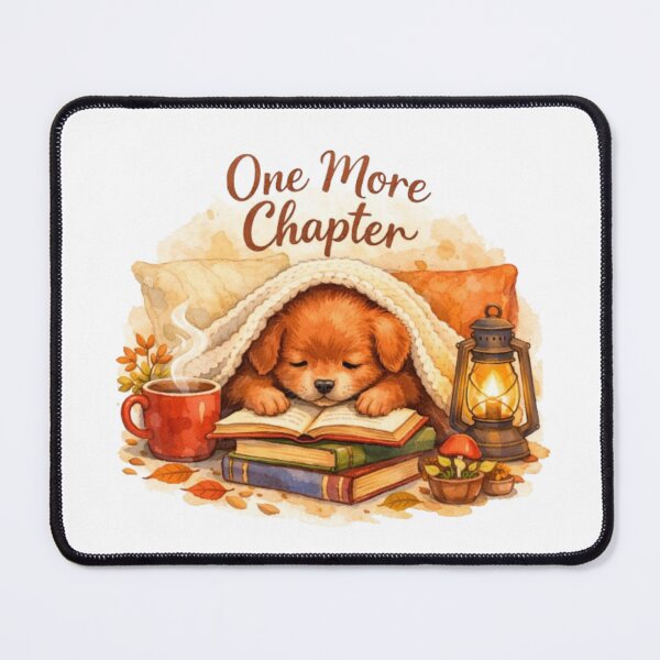 Item preview, Cozy Reading Puppy Watercolor Illustration | Cute Book Lover Dog Design designed and sold by Obinne.