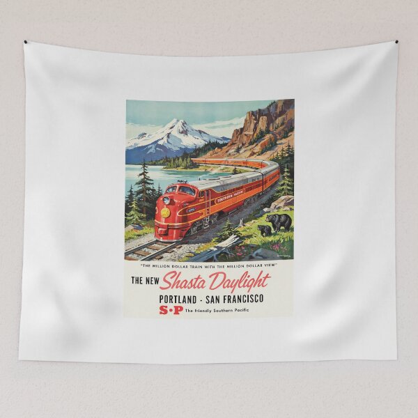 Artikelvorschau, Vintage-Poster der Southern Pacific Shasta Daylight | Retro-Zug durch die Rocky Mountains entworfen und verkauft von paulo silveira.