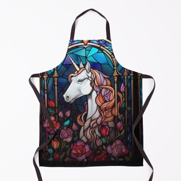 Item preview, Unicorn Stained Glass Art with Magical Roses designed and sold by pinkal.