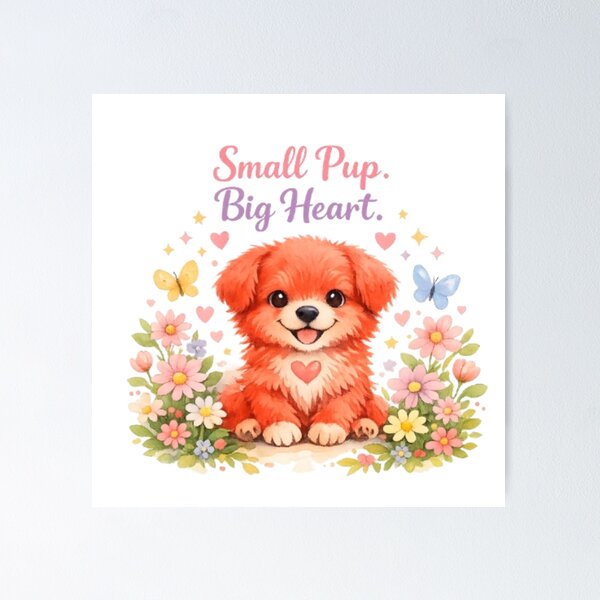 Item preview, Small Pup Big Heart Cute Red Puppy Watercolor | Dog Lover Inspirationa designed and sold by Obinne.