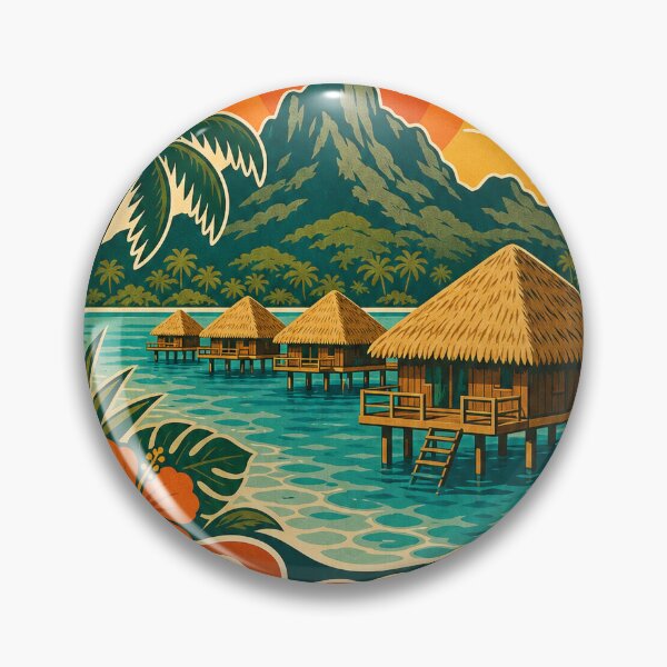Item preview, Bora Bora French Polynesia Travel Souvenir - Retro Illustration designed and sold by VisualArtsOasis.