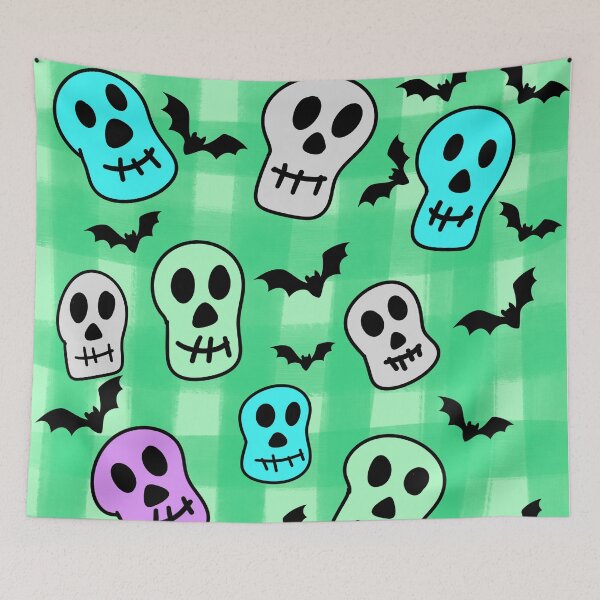 Item preview, Cute Halloween skull and bat pattern designed and sold by BritishDelights.