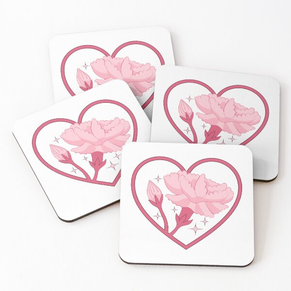 Item preview, Pink Carnation of Love with Vintage Kawaii Heart Frame ✨ designed and sold by ✨Kessy von Kunstler✨.
