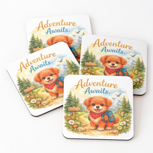 Item preview, Adventure Awaits Cute Puppy Hiking Illustration | Watercolor Dog Lover Design designed and sold by Obinne.
