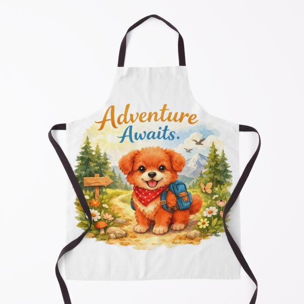 Item preview, Adventure Awaits Cute Puppy Hiking Illustration | Watercolor Dog Lover Design designed and sold by Obinne.