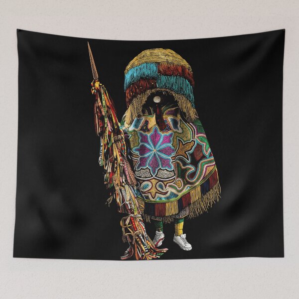 Item preview, Maracatu Rural Warrior - Intricate Brazilian Dotted Illustration designed and sold by AV.