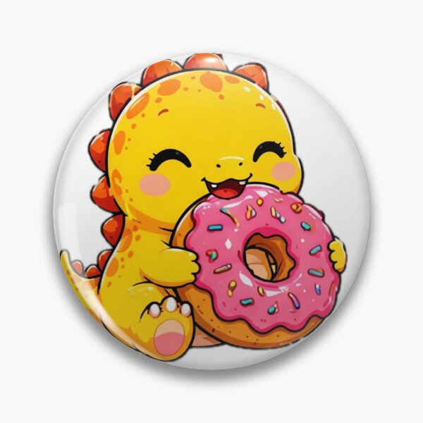 Item preview, Cute Dinosaur Holding Donut Kawaii Sticker designed and sold by DailyDoodlesBySumbul.