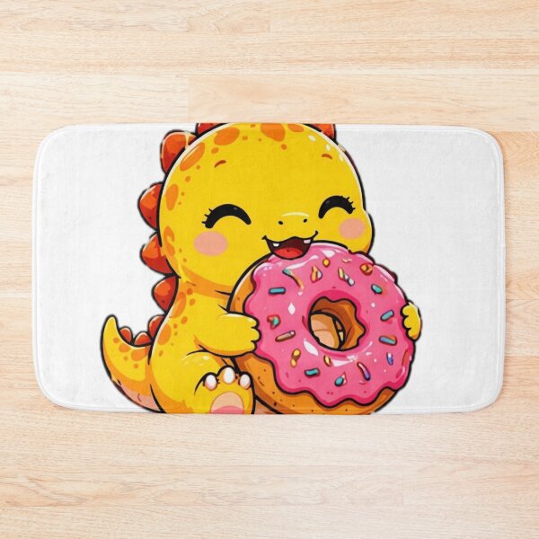 Item preview, Cute Dinosaur Holding Donut Kawaii Sticker designed and sold by DailyDoodlesBySumbul.