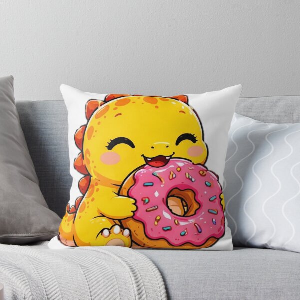 Item preview, Cute Dinosaur Holding Donut Kawaii Sticker designed and sold by DailyDoodlesBySumbul.
