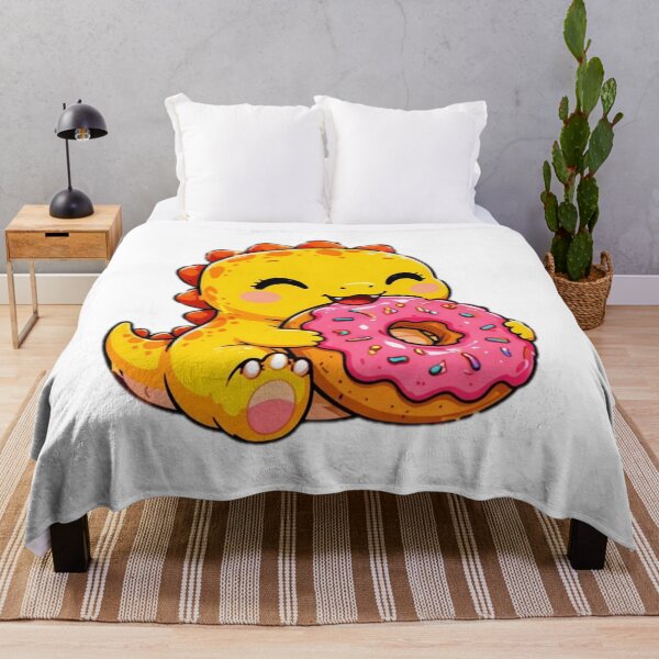 Artikelvorschau, Cute Dinosaur Holding Donut Kawaii Sticker entworfen und verkauft von DailyDoodlesBySumbul.