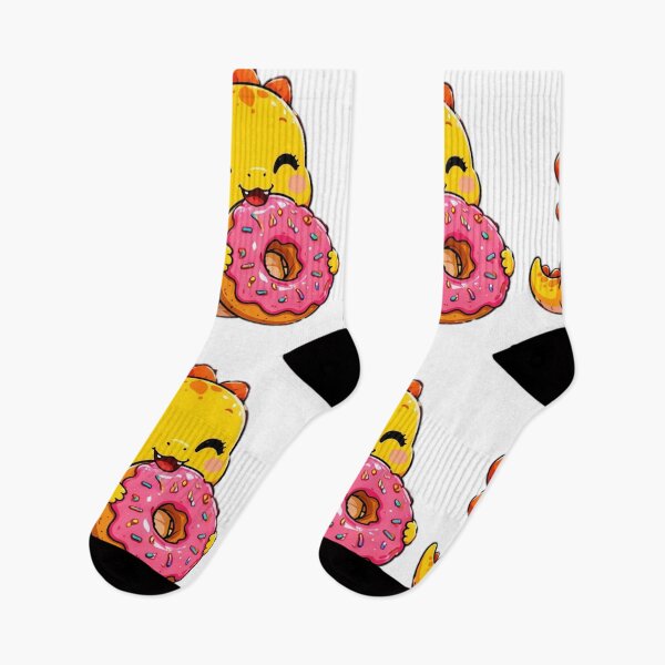 Item preview, Cute Dinosaur Holding Donut Kawaii Sticker designed and sold by DailyDoodlesBySumbul.