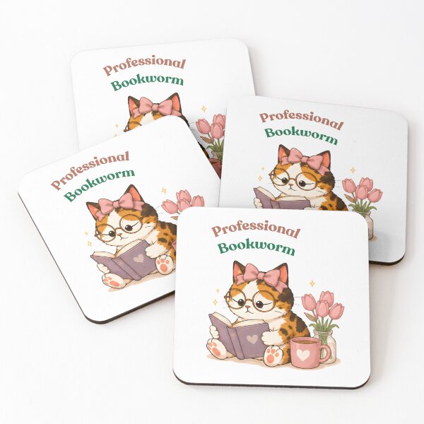 Artikelvorschau, Cozy Cute Calico Cat Books Illustration - professional bookworm entworfen und verkauft von Lunexa-Lab.