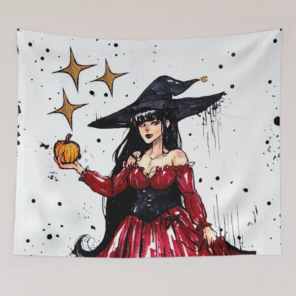 Item preview, Halloween Seasonal Pumpkin Witch Wall Art Decor - whimsical witchy aesthetic - whimsy goth designed and sold by DearhoneyandArt.