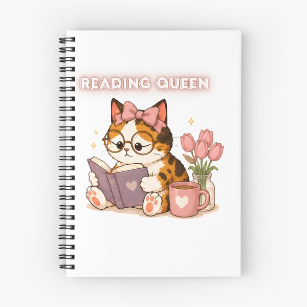 Item preview, Cozy Cute Calico Cat Books Illustration - Reading queen designed and sold by Lunexa-Lab.