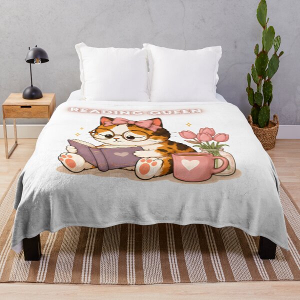 Item preview, Cozy Cute Calico Cat Books Illustration - Reading queen designed and sold by Lunexa-Lab.