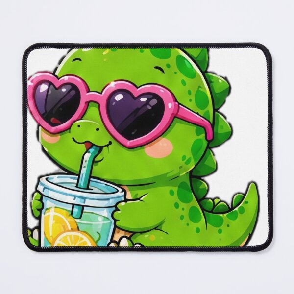 Item preview, Cute Dinosaur Drinking Lemonade Kawaii Sticker designed and sold by DailyDoodlesBySumbul.