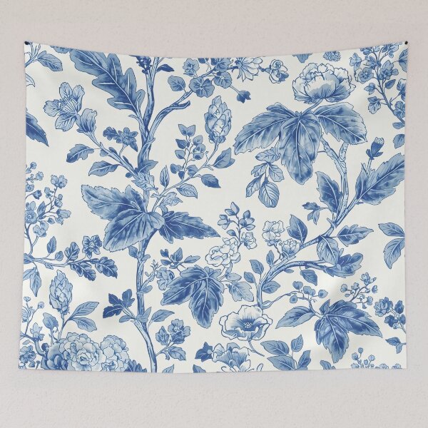 Item preview, Elegant Blue Toile Botanical Pattern designed and sold by 247GiftsbyTina.