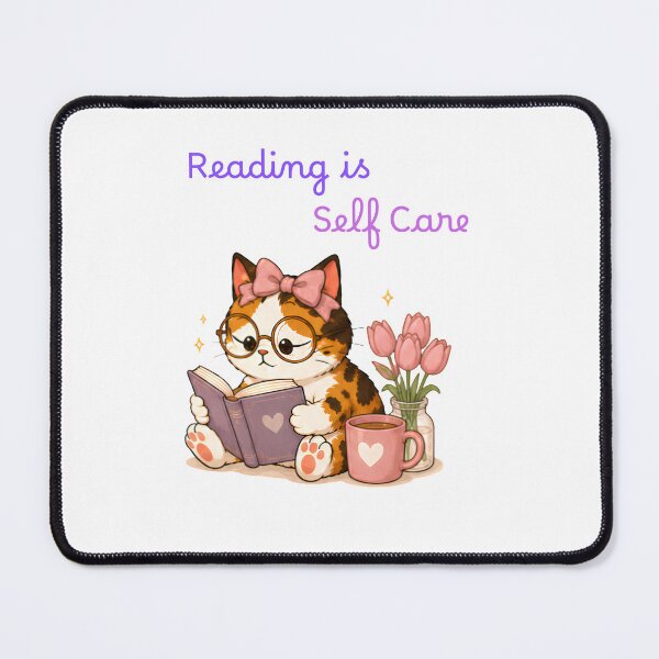 Item preview, Cozy Cute Calico Cat Books Illustration - Reading is self care designed and sold by Lunexa-Lab.