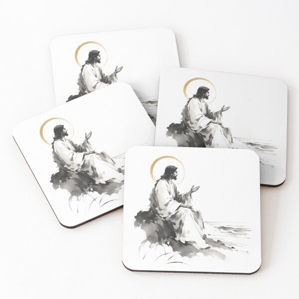 Item preview, Christ Teaching by the Shore | Ink Wash Print designed and sold by Phos Creatives.