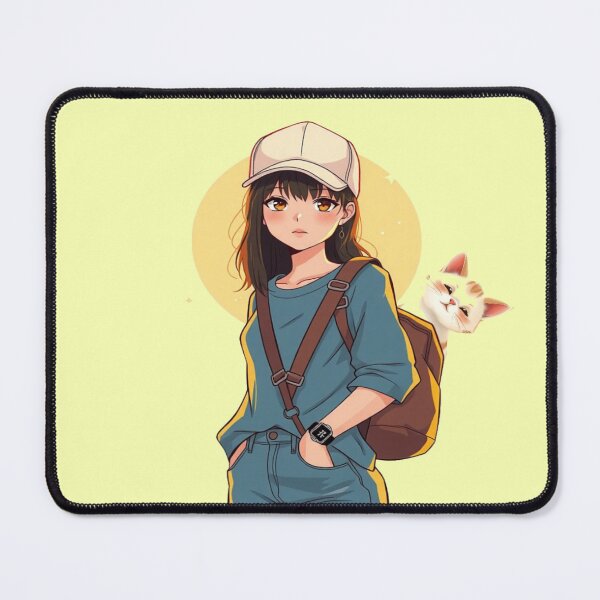 Item preview, Anime Girl Traveling with Cute Cat in Backpack designed and sold by hoodiehood.