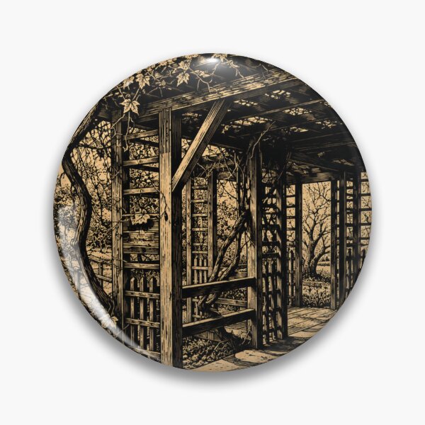 Item preview, Garden Pergola with Hanging Plants | Botanical Linocut designed and sold by Linoluca.