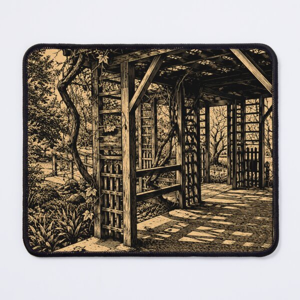 Item preview, Garden Pergola with Hanging Plants | Botanical Linocut designed and sold by Linoluca.