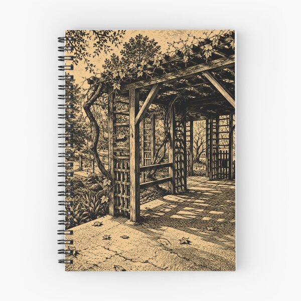Item preview, Garden Pergola with Hanging Plants | Botanical Linocut designed and sold by Linoluca.