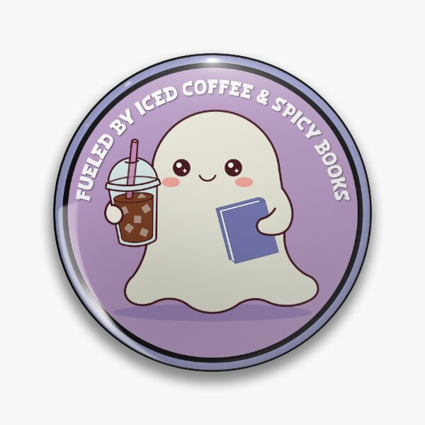 Item preview, Fueled by Iced Coffee & Spicy Books Cute Kawaii Ghost Book Lover Design designed and sold by Hallowed Artistry.
