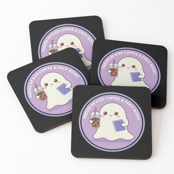 Item preview, Fueled by Iced Coffee & Spicy Books Cute Kawaii Ghost Book Lover Design designed and sold by Hallowed Artistry.