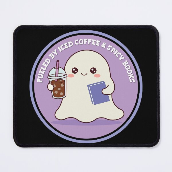 Item preview, Fueled by Iced Coffee & Spicy Books Cute Kawaii Ghost Book Lover Design designed and sold by Hallowed Artistry.