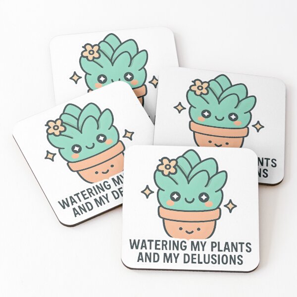 Item preview, Funny Kawaii Cactus - Watering My Plants and My Delusions Humor designed and sold by MildlyCosmic.