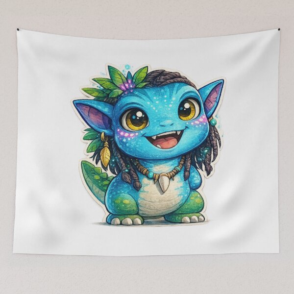 Item preview, Cute Blue Jungle Alien – Fantasy Chibi Creature designed and sold by AlexLineArt.