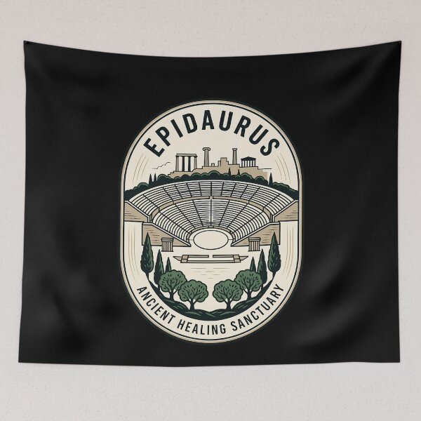 Item preview, Epidaurus Ancient Healing Sanctuary Vintage Travel Emblem designed and sold by k3rstman1.