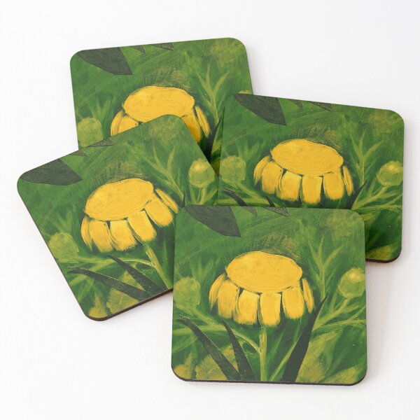 Item preview, Textured Yellow Wildflower Painting Rich Green Foliage Backdrop designed and sold by Wildw0od.