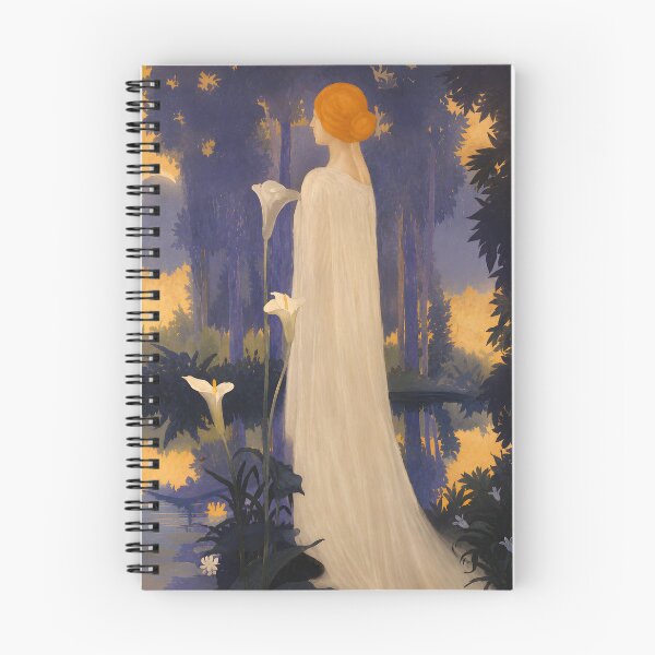 Item preview, Ethereal Art Nouveau Woman by Moonlit Calla Lilies | Romantic Vintage Symbolist Garden Illustration designed and sold by EmiliaBassano.
