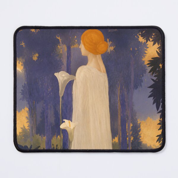 Item preview, Ethereal Art Nouveau Woman by Moonlit Calla Lilies | Romantic Vintage Symbolist Garden Illustration designed and sold by EmiliaBassano.