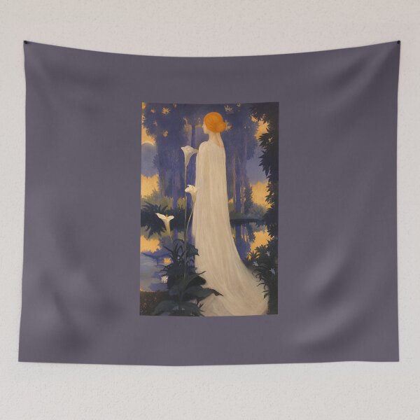 Item preview, Ethereal Art Nouveau Woman by Moonlit Calla Lilies | Romantic Vintage Symbolist Garden Illustration designed and sold by EmiliaBassano.