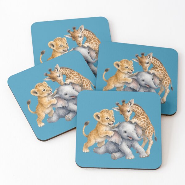 Item preview, Playful African Animals | Giraffe Elephant Tiger Nursery Art designed and sold by PAPIRO SIGLO XXI.