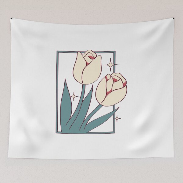 Item preview, Minimalist White Tulips with Cute Retro Rectangular Frame ✨ designed and sold by ✨Kessy von Kunstler✨.