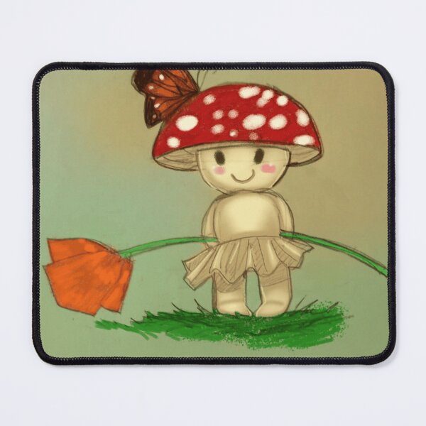 Item preview, Cute Mushroom Sprite Holding Poppy Flower With Butterfly Companion designed and sold by Wildw0od.