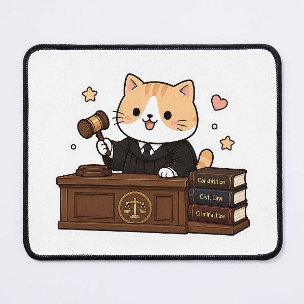Item preview, Cute Judge Cat Kawaii Lawyer Justice Kitty Courtroom Illustration designed and sold by NoopnyangStudio.