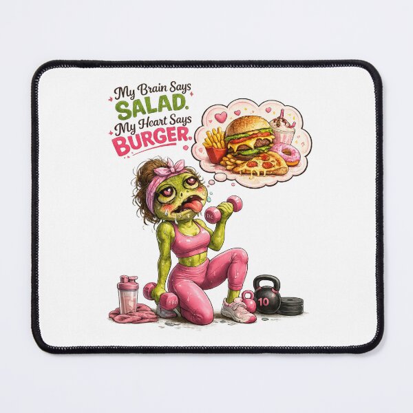 Item preview, My Brain Says Salad, My Heart Says Burger - Funny Gym Frog Fitness Illustration" designed and sold by Dinaelsherkawy.